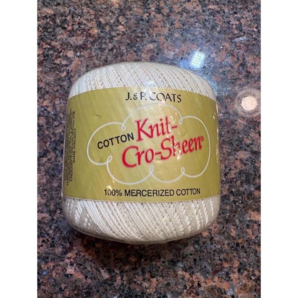 Vintage J&P Coats Knit Cro-Sheen Ecru Thread 100% Mercerized Cotton Yarn 1 Roll - Picture 6 of 7